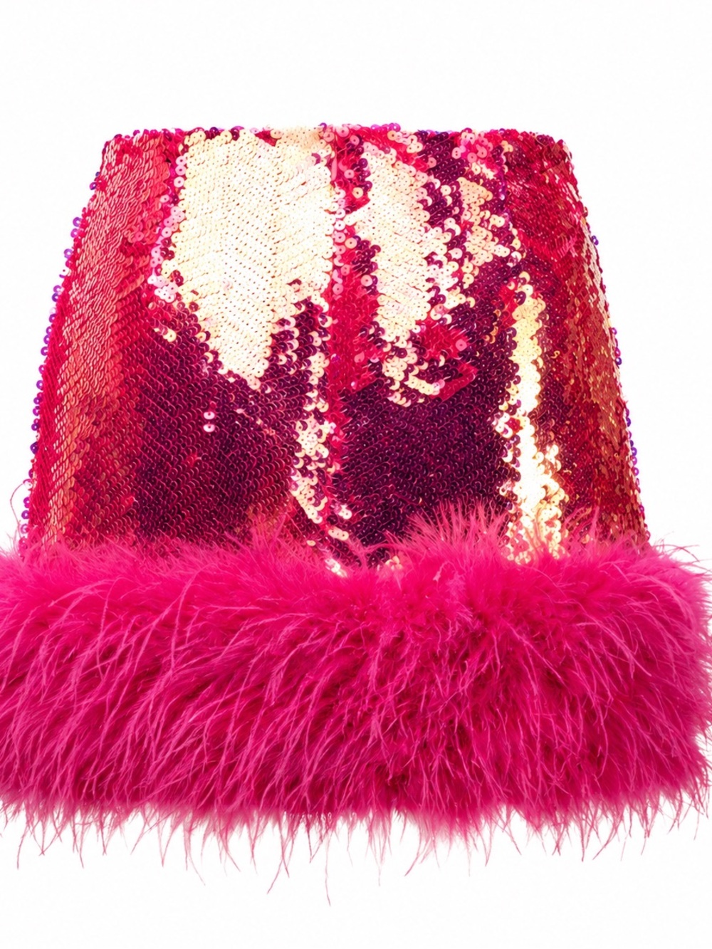 Nadine Merabi Roxy/Mia pink sequin feather mini skirt NWT Size S/M - Picture 3 of 9
